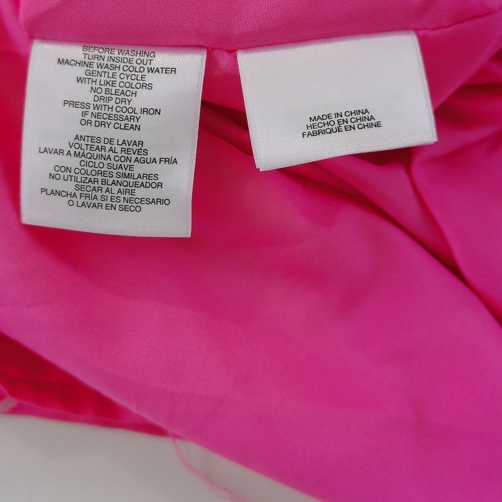 Nine West Pink White Circle Print Tie Neck Blouse Size Large Long Sleeve Top - Picture 6 of 9